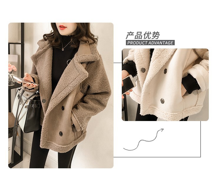 Autumn and winter lambskin coat for women 2020 New Korean style loose BF fur one-piece plush motorcycle jacket top pic 6