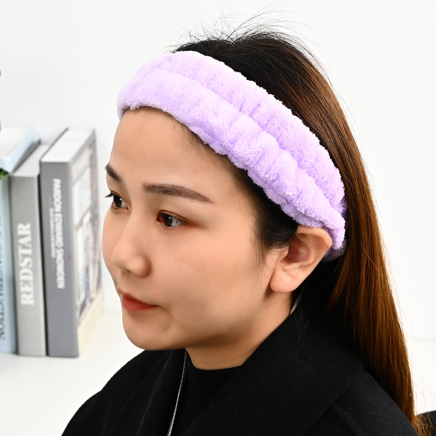 Bow face wash and hair band for girls wholesale solid color white matching makeup simple sweat-wiping wrist band flannel hair band pic 45