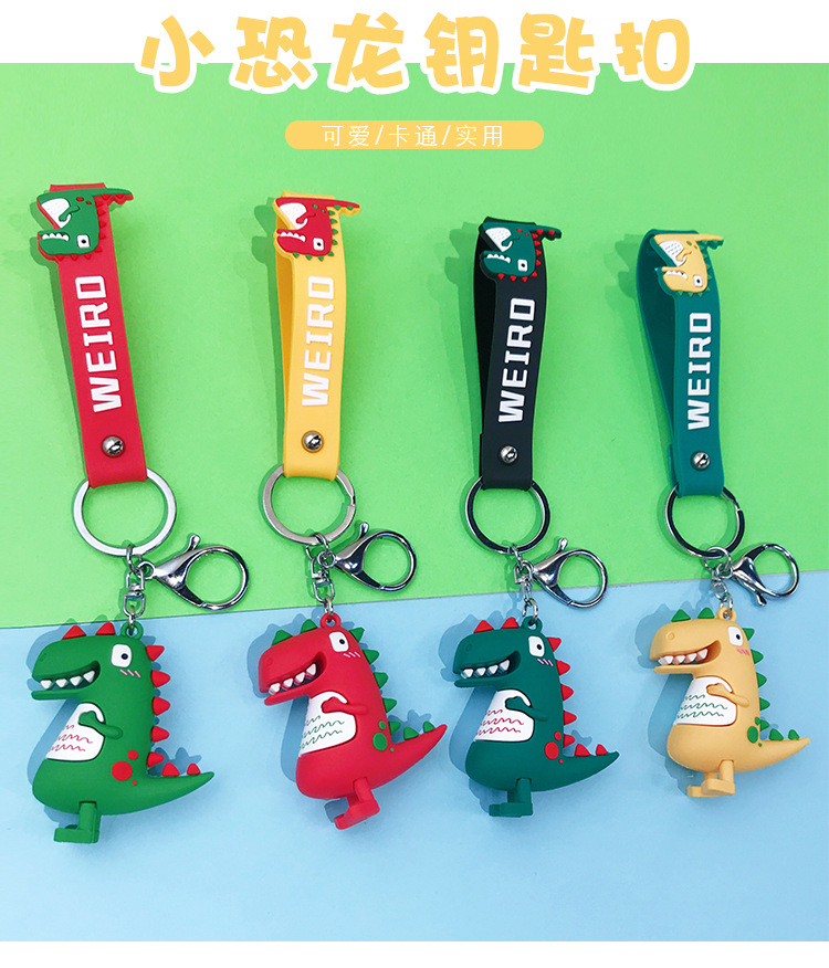 Wholesale of trendy new silicone dinosaur keychains, cute female cartoon figurines, couple key chains, bags, pendants and gifts pic 1