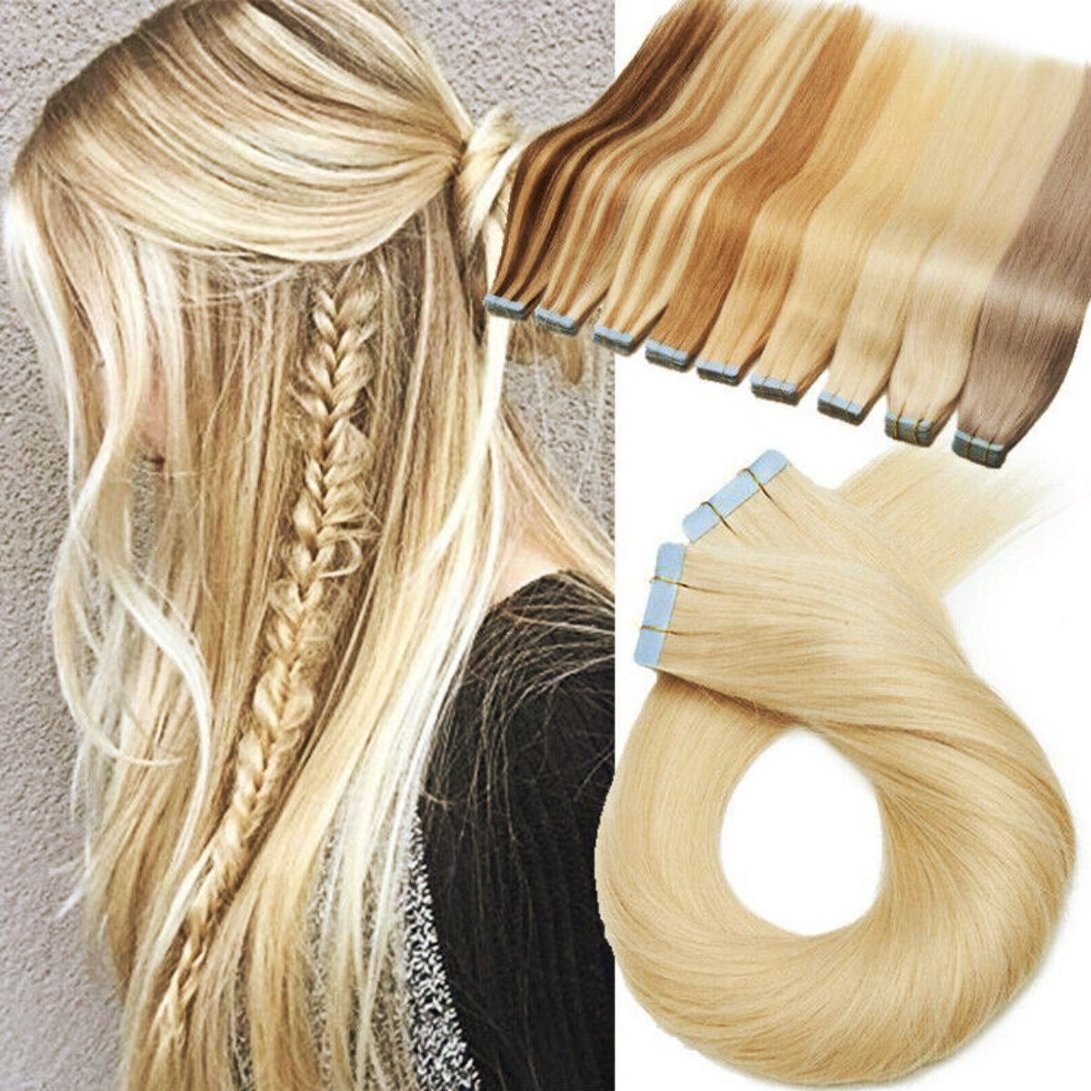 Peluca de cabello humano 613# cinta recta de hueso en el cabello extensión de película pelo pic 1