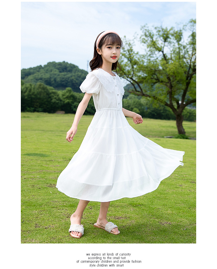 A new Korean-style stylish dress for girls, a short-sleeved princess dress, and a popular chiffon puffed-sleeve dress for children pic 6