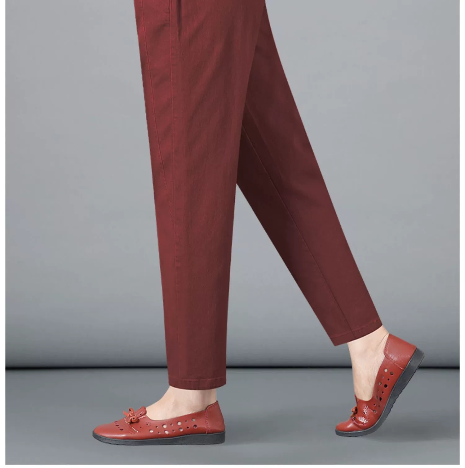 斜纹棉秋冬长裤中老年纯棉弹力女裤中年人春秋款外穿宽松直筒详情25