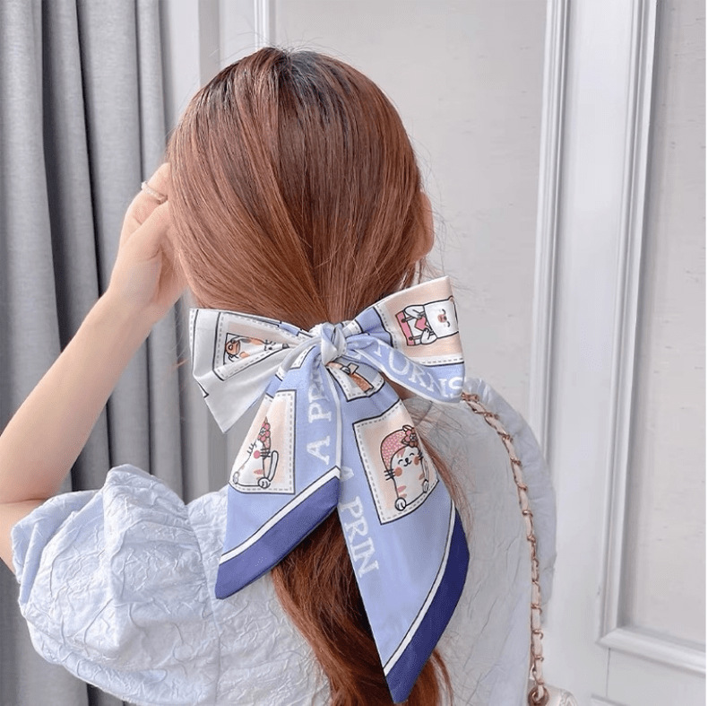 10*150 cartoon silk scarf hair band, versatile for women, spring and autumn with suits, professional neckerchiefs, decorative ribbons, tie bags and hair ties pic 5