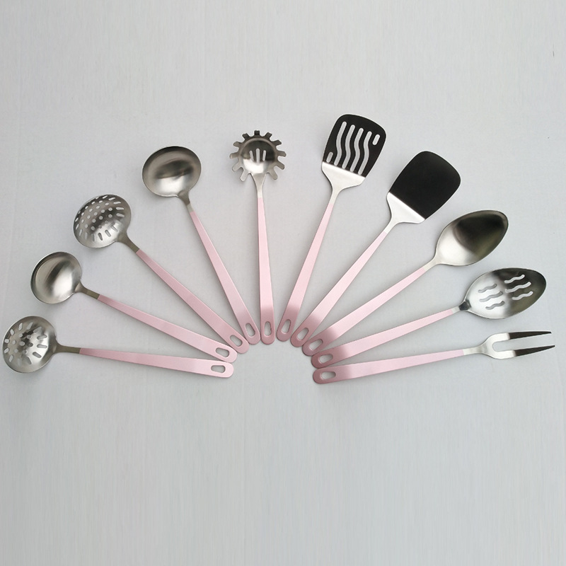 Stainless steel kitchenware set, kitchen utensils, cooking spoons, spatulas, strainers, soup spoons, rice spoons, eight-piece set, gift kitchenware pic 1