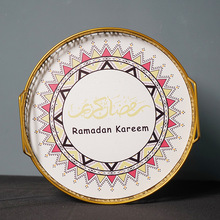 Middle Eastern characteristic Arab-style painted trays, iron art trays for Ramadan festivals, Eid craftsmanship plating pic 1