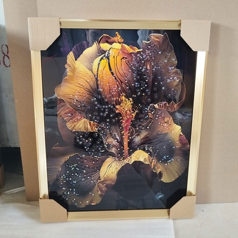 镶钻晶瓷画晶石画外贸装饰画客厅餐厅卧室蜻蜓花朵壁画烤瓷镶钻画详情6