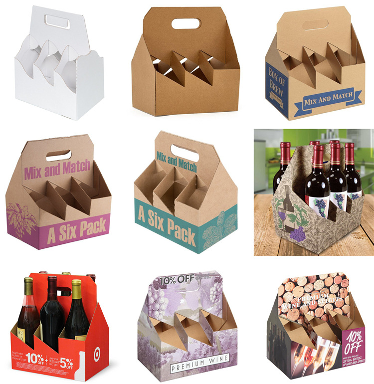 The manufacturer prints high-end 6-bottle wine boxes, mini wine boxes, beer boxes, foldable portable corrugated paper boxes pic 8