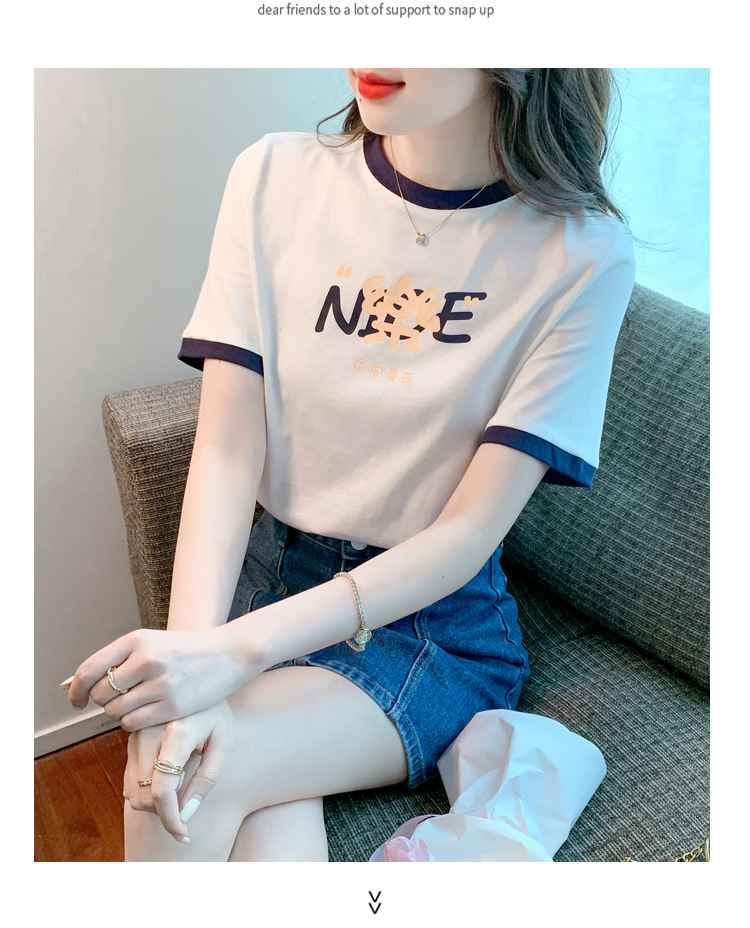夏季纯棉正肩短袖t恤女装夏款2022年新款潮小个子时尚修身上衣服详情18