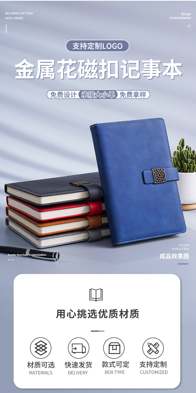 Factory wholesale thickened a5 business notebook with buckle imitation leather notepad, office stationery, record diary set pic 2