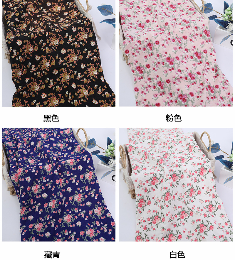 Black printed fabric, fashionable floral print dress, Hanfu, bubble pattern fabric, polyester Austrian stripe chiffon, half-life skirt fabric pic 9