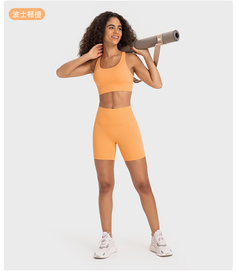 New nude-feel, no-embarrassment line solid color yoga shorts, double-sided brushed tight elastic sports and fitness three-inch pants for women pic 40