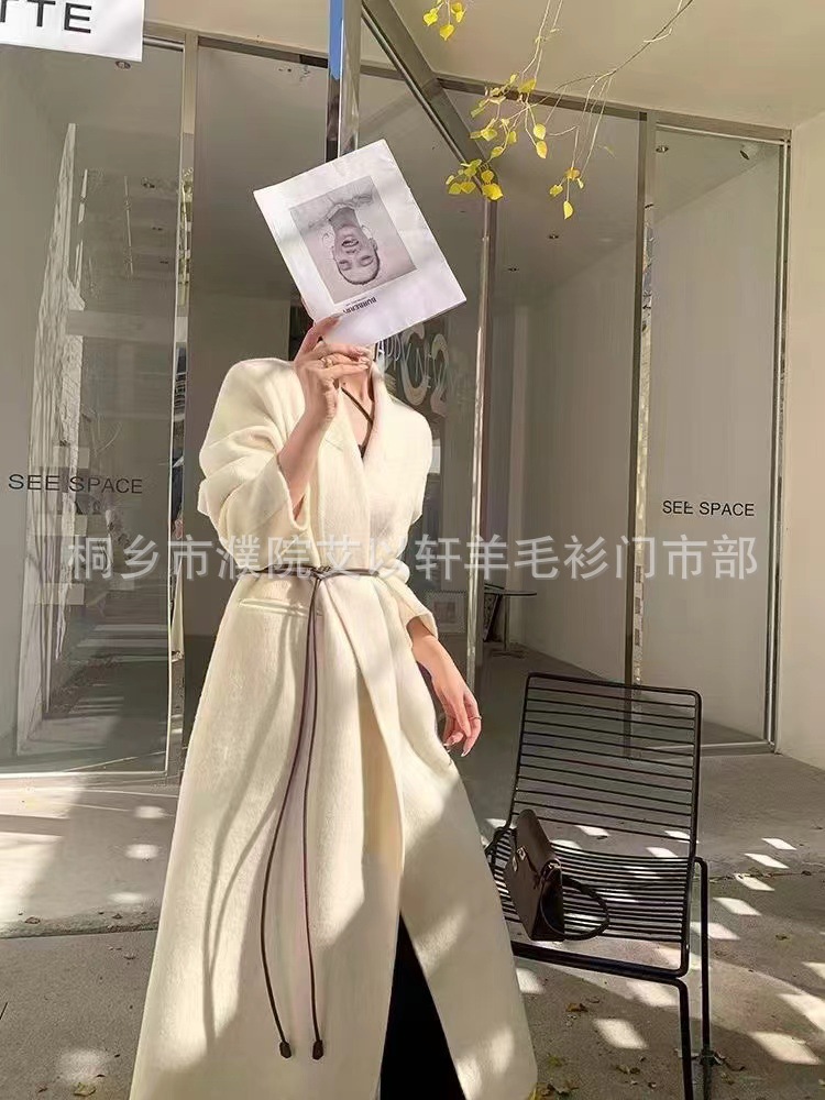 冬季新款韩系西装款美飒双面羊毛长绒毛呢外套长款百搭气质大衣女详情5
