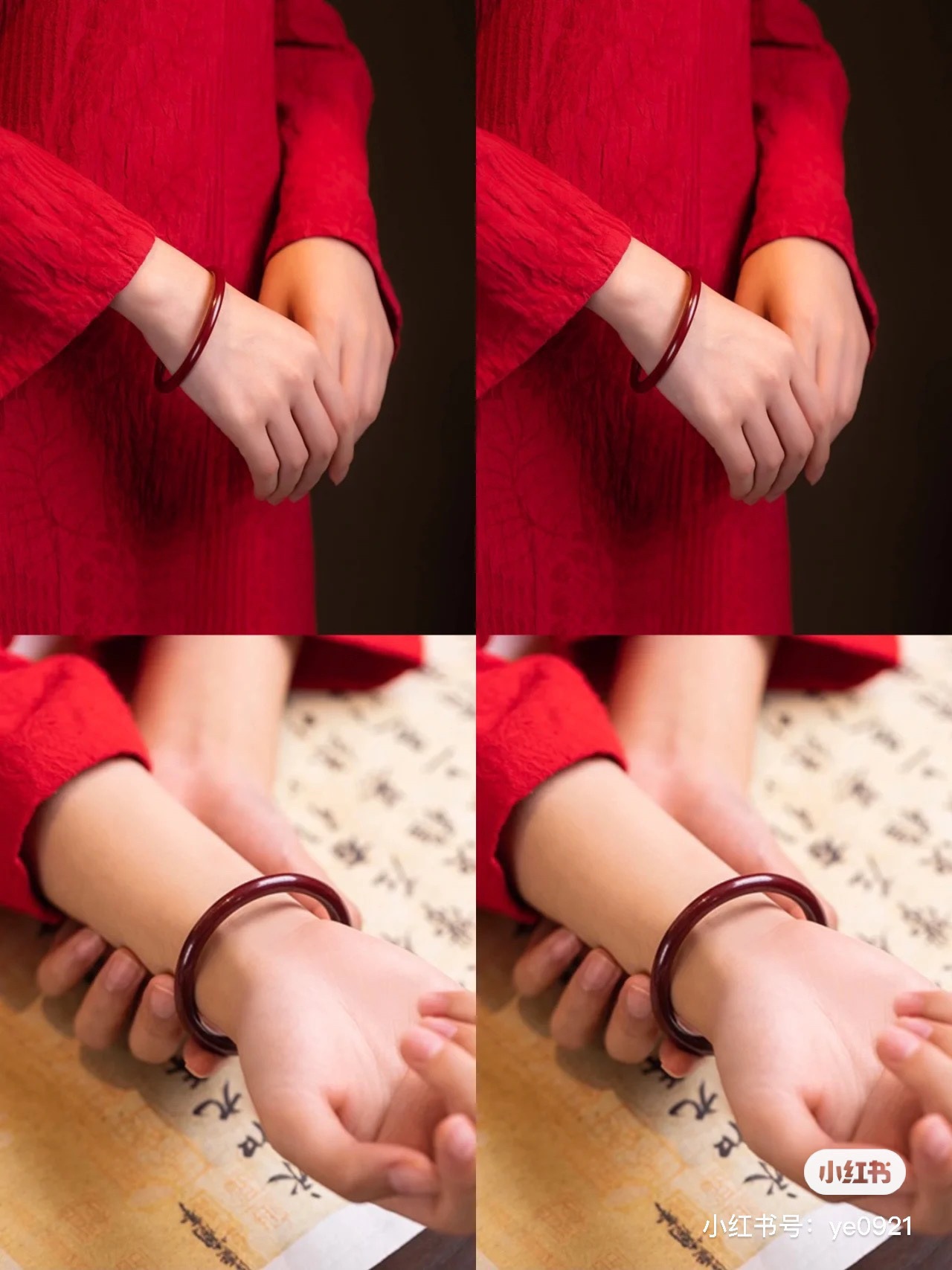 Raspberry sparkling water bracelet, glass imitation jade, Chinese style round bar 8mm beauty bar jingle bracelet, ice-transparent Hanfu to match. pic 17