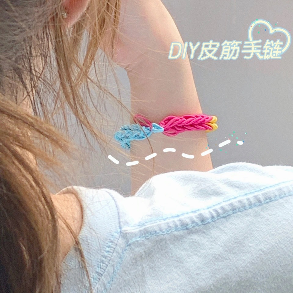 The same DIY hair tie as on Xiaohongshu, sweet headband, hand-woven candy-colored rubber band, couple and best friend bracelet, dual-purpose pic 6