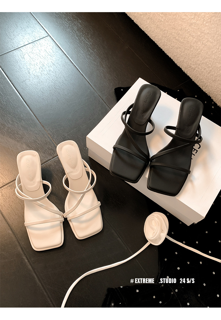 2024凉鞋女夏新款法式一字带仙女风方头不磨脚显瘦高跟拖鞋女外穿详情28