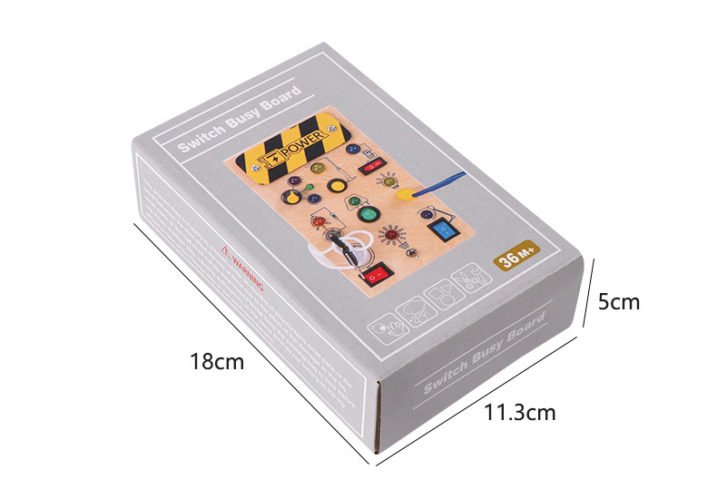 跨境新品木制玩具LED开关模拟仿真电路板忙碌板早教益智玩具教具详情15