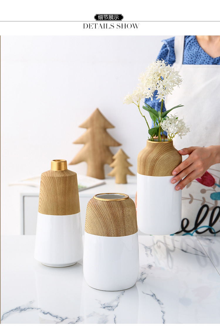 chinagoods Nordic minimalist living room ornaments, modern entrance TV, wine cabinet, vase, room dried flower decoration, soft furnishings, spliced wood grain pic 10