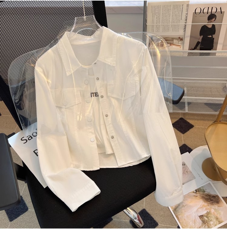 Polo领长袖衬衫女2024春秋新款洋气时尚修身显瘦薄款衬衣外套上衣详情25