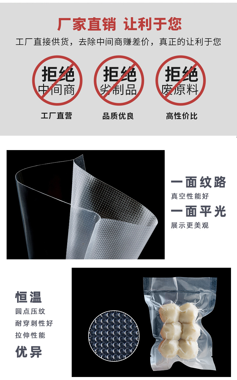 Thickened food pattern vacuum packaging bags, vacuum pattern roll bags, household food preservation bags, nylon pattern roll bags pic 9