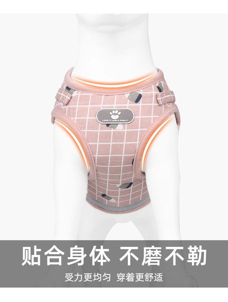 Pet leash vest style dog chest and back straps, small and medium-sized dog leash cat chest and back straps in stock wholesale pic 4