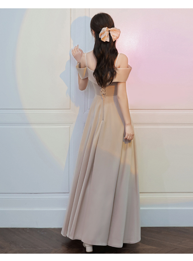 伴娘服2022年新款夏季姐妹团长裙平时可穿小众大码缎面礼服女详情13