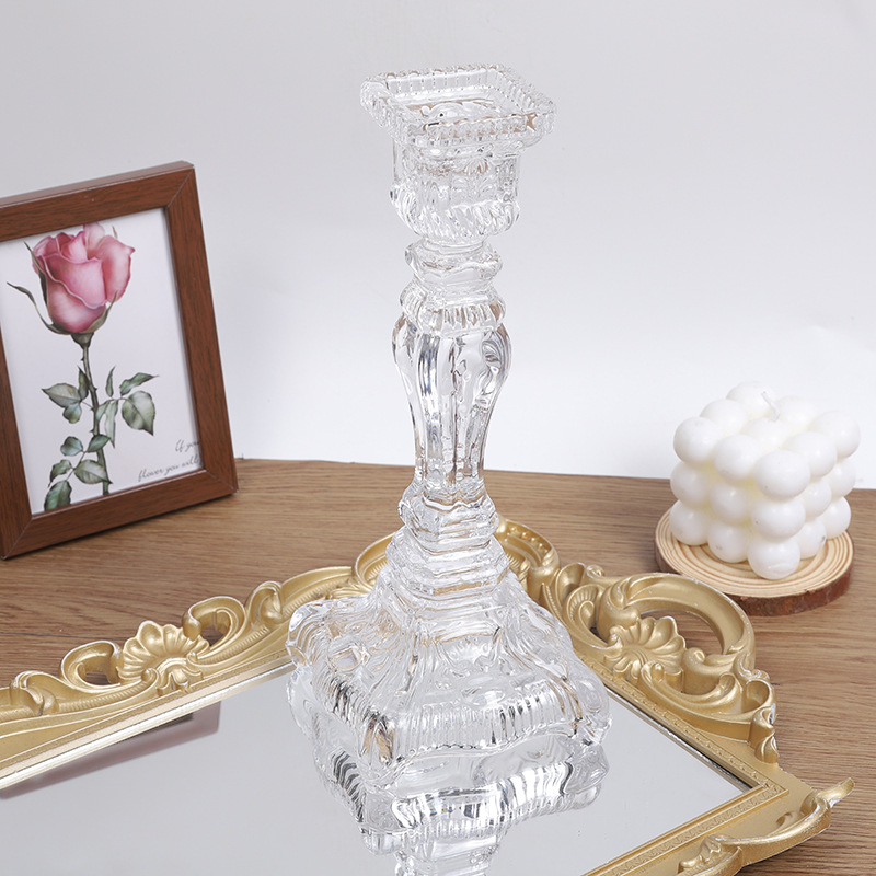 ins French-style European-style pole-shaped hall, high-legged glass crystal candlesticks, bar, milk tea shop, soft decoration and living room pic 6
