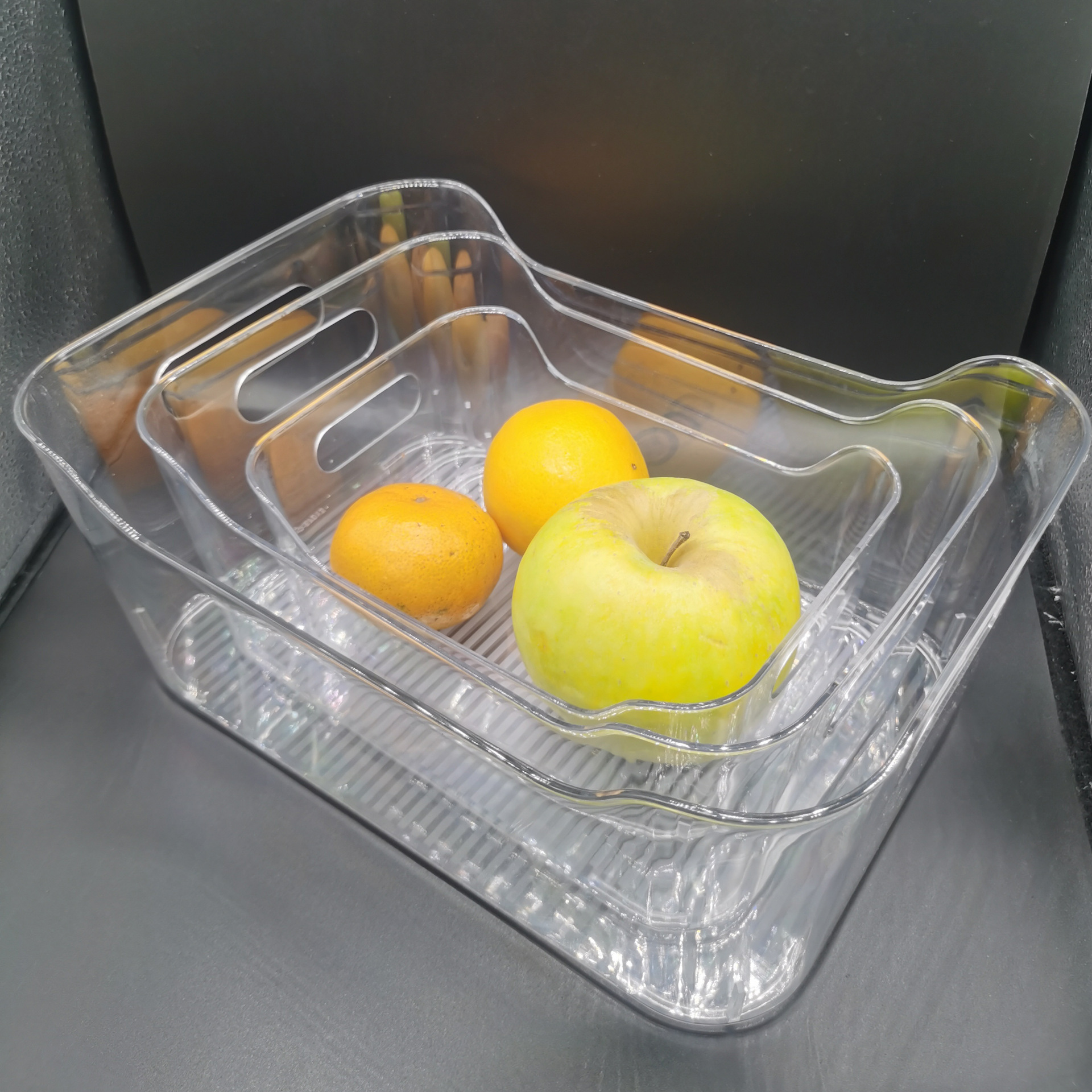 Transparent and simple PET refrigerator storage box, desktop storage box, cosmetics and bathroom sorting basket, plastic transparent sundries pic 4