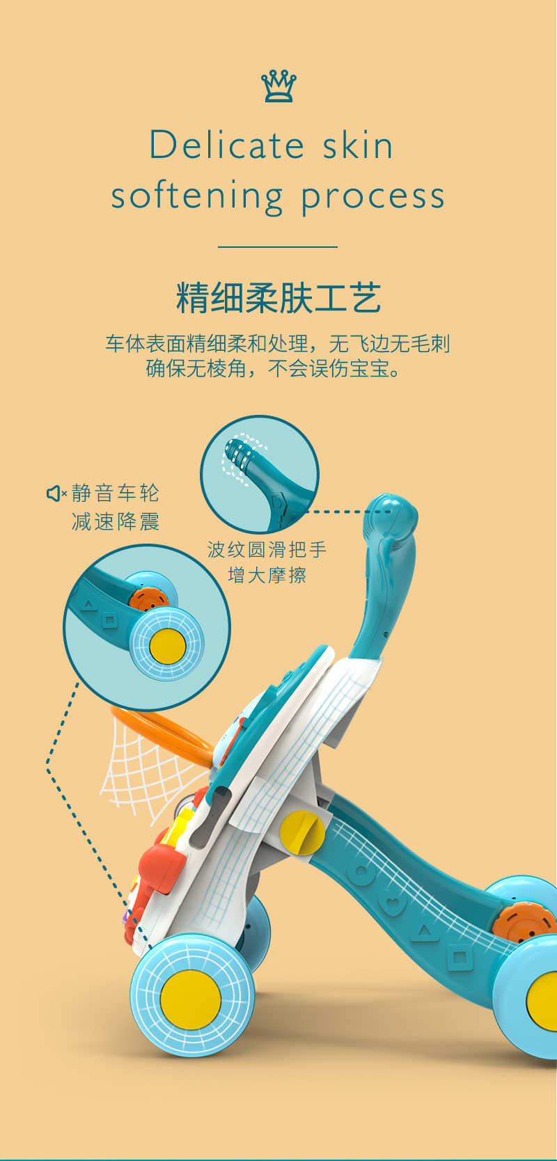 Baby stroller toy, anti-rollover, multi-functional anti-O-shaped leg, 0-36 months old, learning to walk, baby walker pic 8