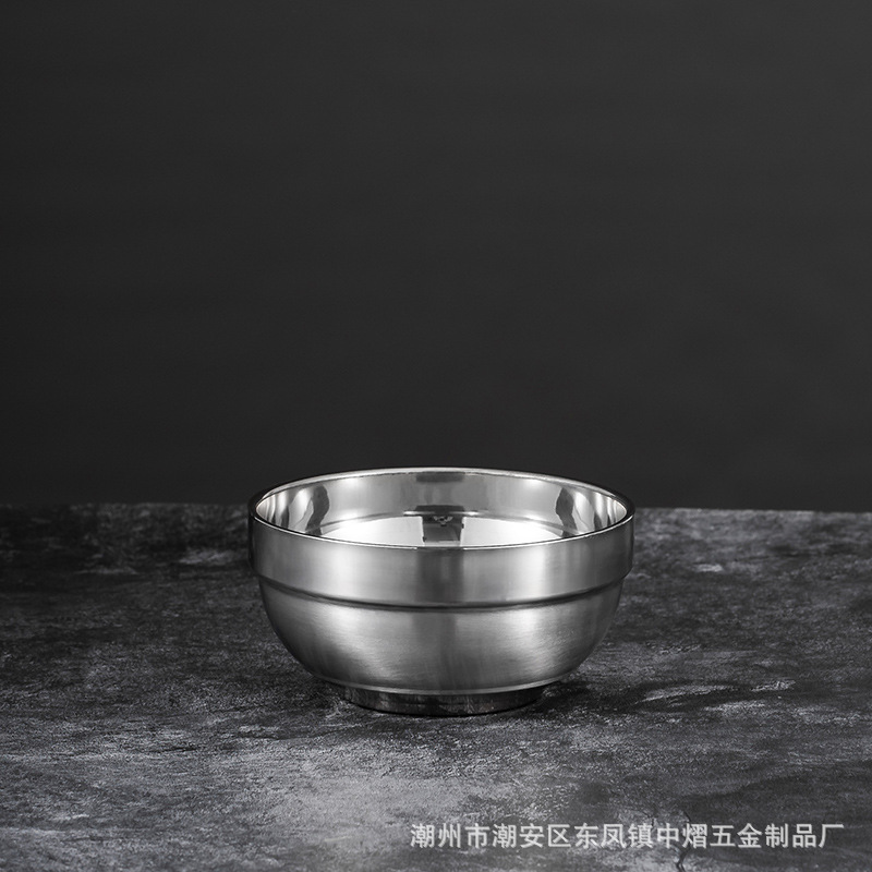 加厚不锈钢碗304食品级双层防烫铂金汤碗成人儿童饭店食堂饭碗详情8