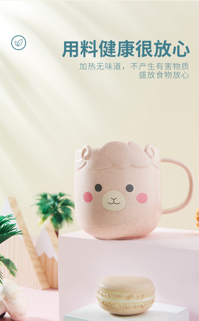 创意卡通碗勺叉杯子五件套儿童餐具竹纤维儿童分格餐盘餐具套装详情3