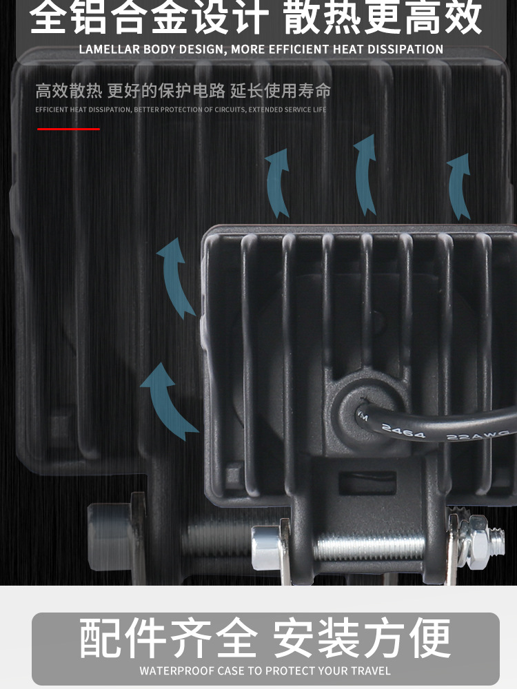 led车灯跨境摩托车方形灯天使眼蓝光圈改装前照灯远近光透镜车灯详情13