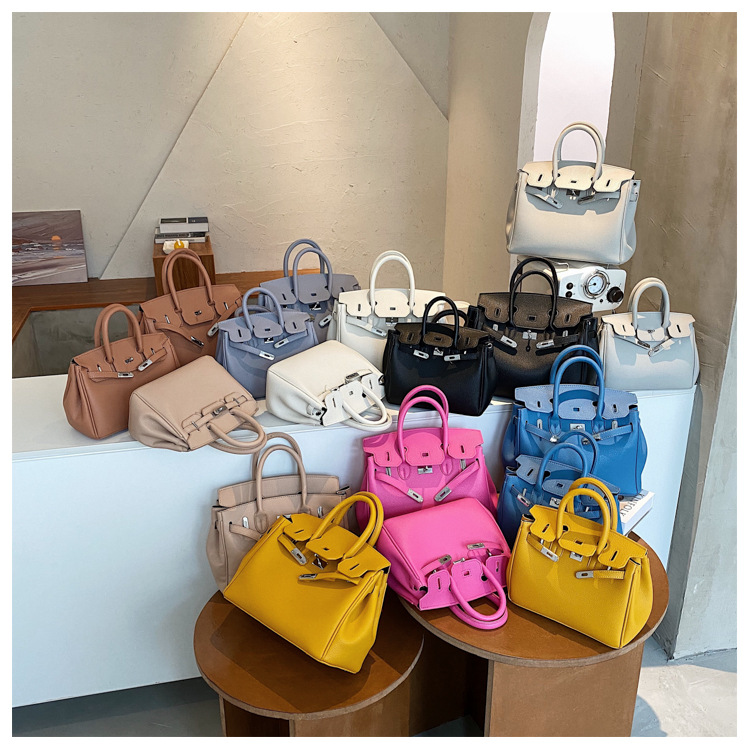 Lychee pattern platinum bag 2021 new style Kelly bag for brides, wedding bags and women, large capacity hand-held bag, shoulder crossbody, soft surface pic 20