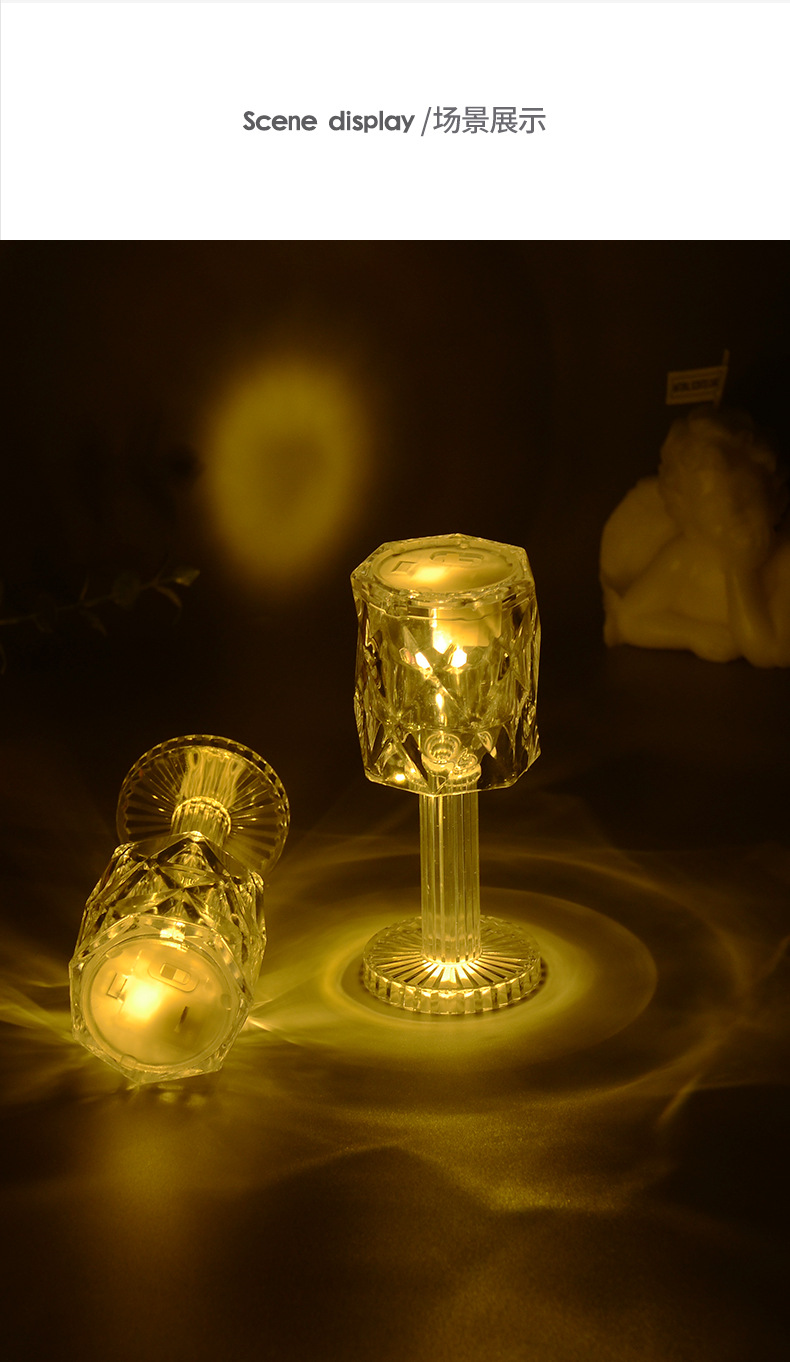 Transparent acrylic night light, modern and simple bedroom bedside lamp, new warm color mini projection LED small table lamp pic 7