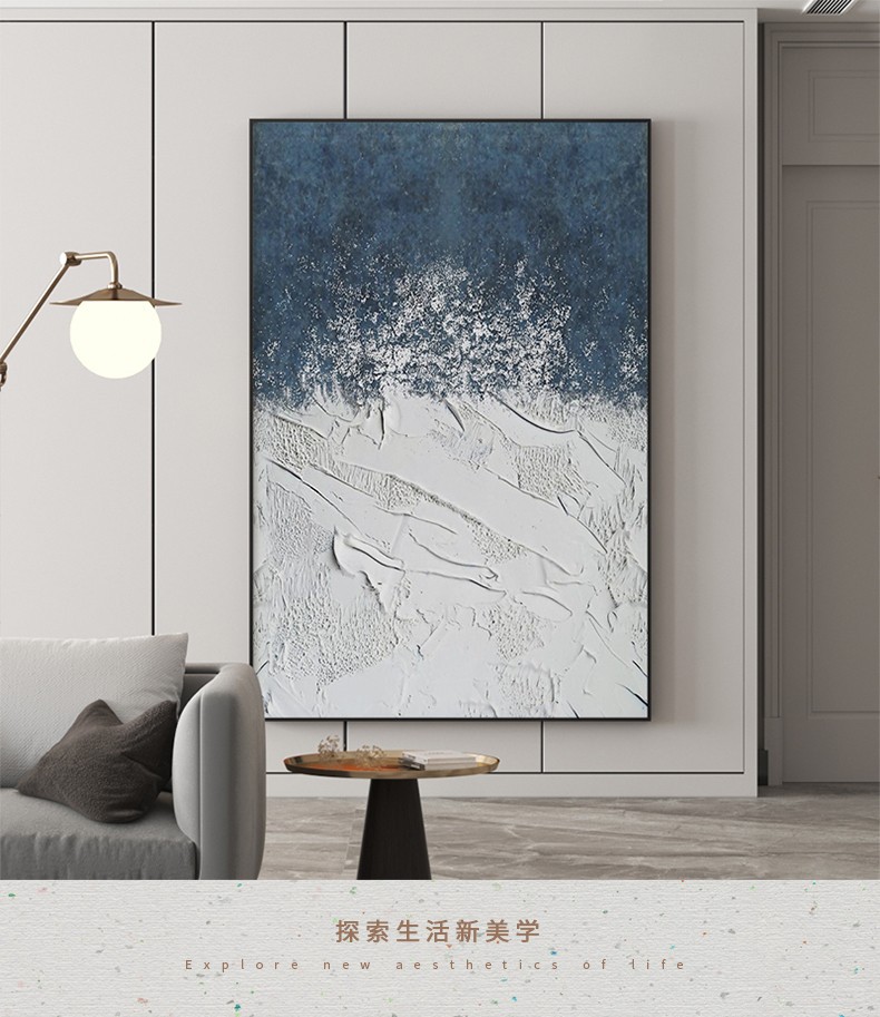 手绘油画抽象现代简约客厅沙发背景墙装饰画玄关挂画立体拼色肌理详情4