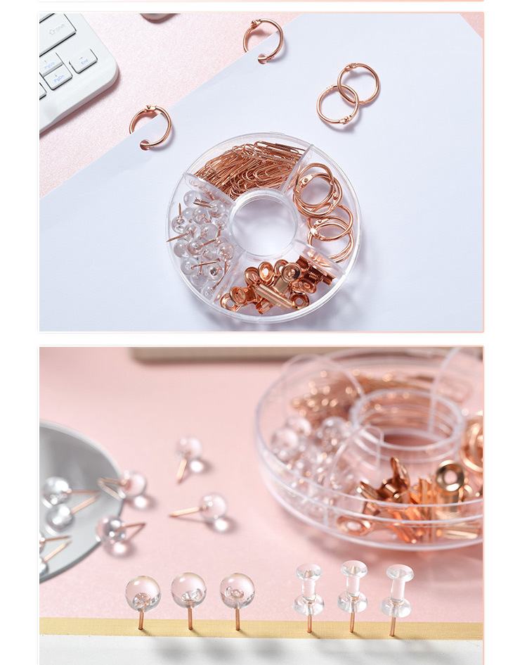 Lidemei InS-style rose gold electroplated pin Long tail clip paper Clip multi-functional creative office set pic 10