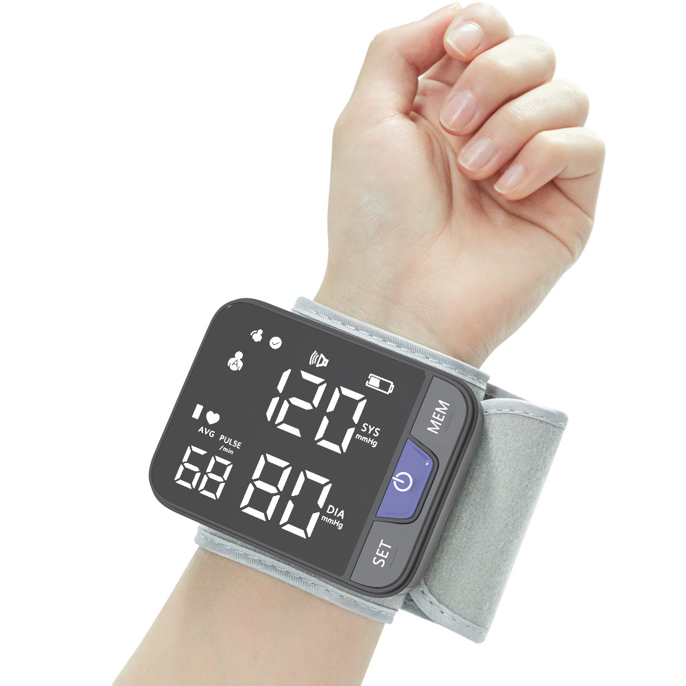 English electric wrist type home fully automatic blood pressure and heart rate voice broadcast intelligent alarm detection blood pressure monitor pic 5