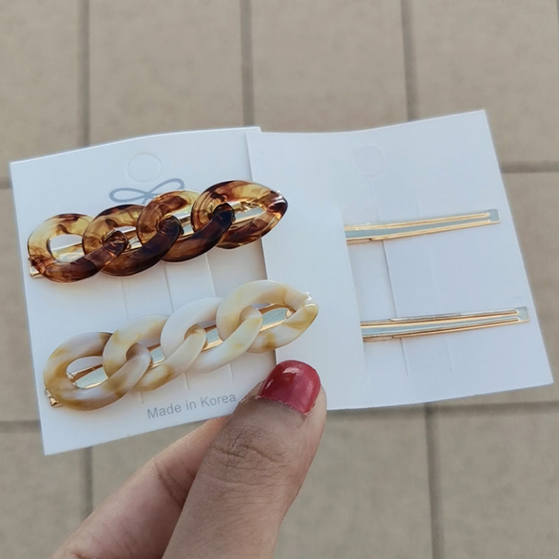 Korean Internet celebrity hairpins: Simple and retro chain, pearl imitation, elegant hairpin, side clip, adult headwear for women pic 2