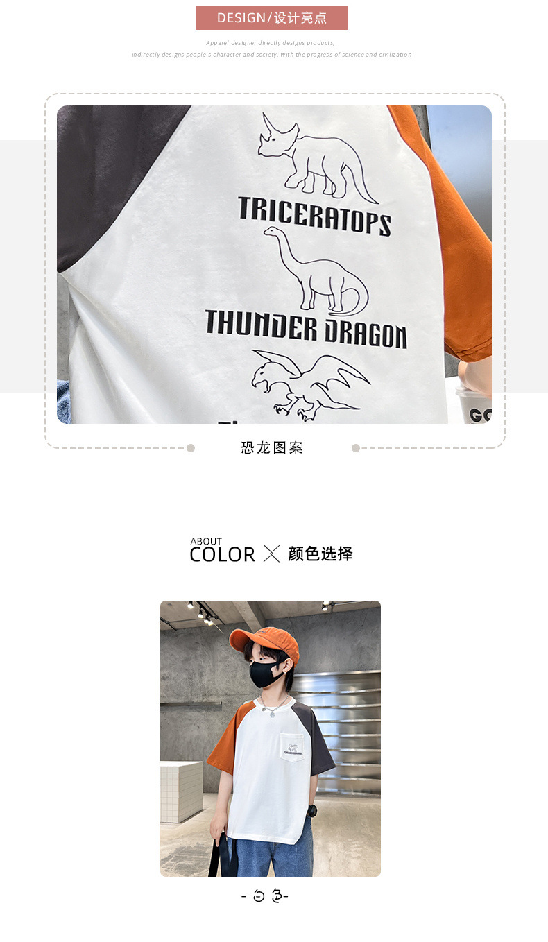 大男童夏装短袖t恤夏季薄款全棉2024新款儿童夏季半袖体恤帅气潮详情2