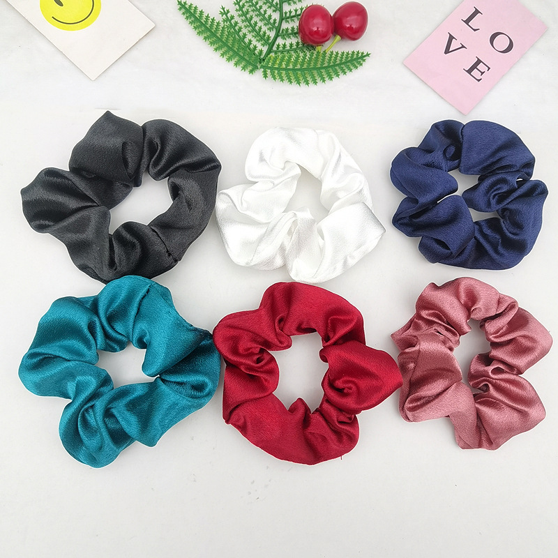 Cross border europa y Estados Unidos color sólido cristal satén cuerpo grueso rizo de pelo francés retro gordos cordón de cabeza diy paño elástico accesorios para el pelo pic 25