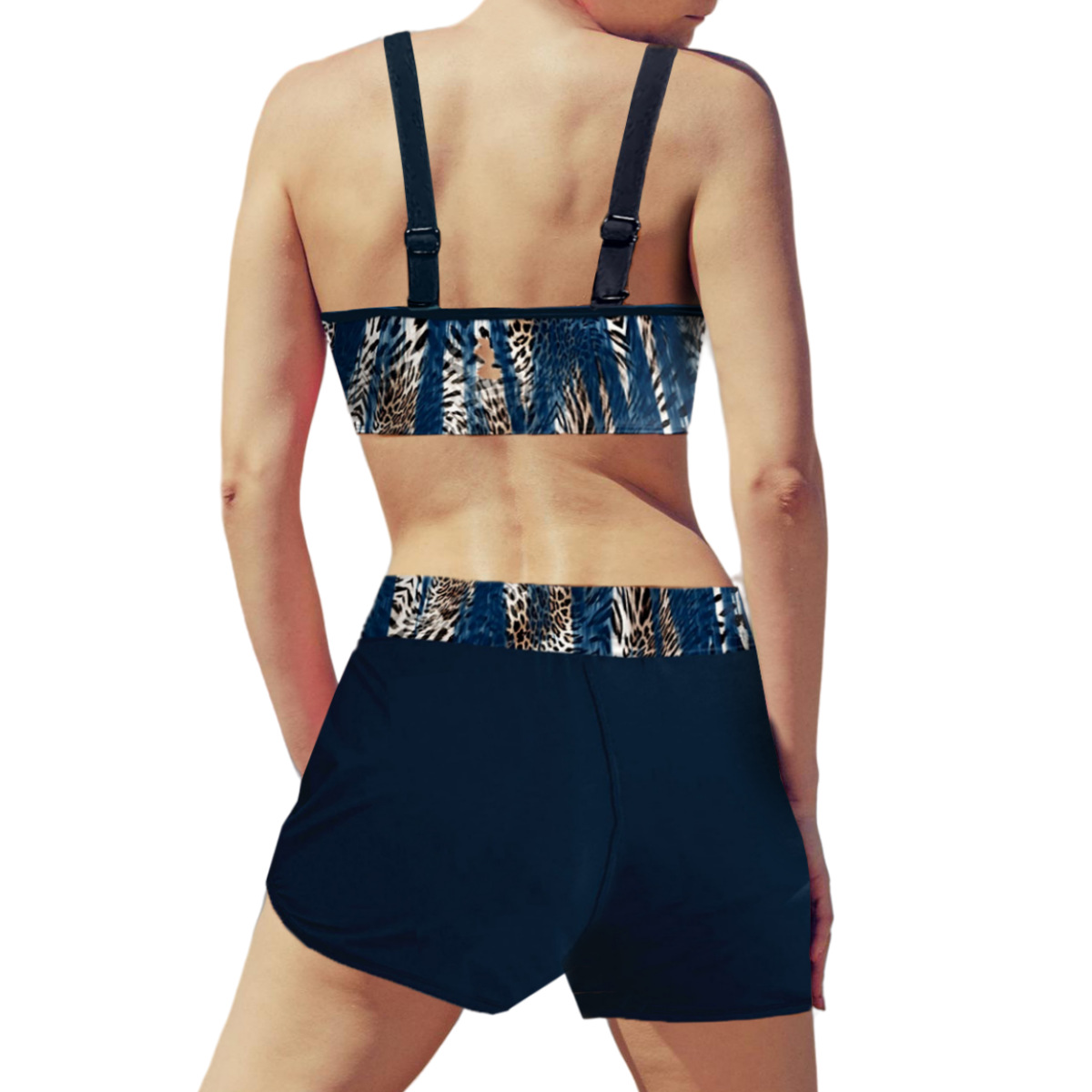 2024新款跨境欧美大码女速干性感露背高腰两件套比基尼泳衣批发详情8