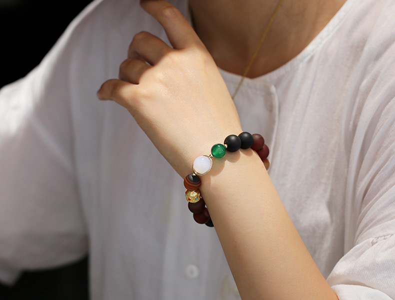 Natural frosted dreamy agate bracelet, ancient method gold accessory, smooth road, good luck agate bracelet, Nepalese gift pic 3