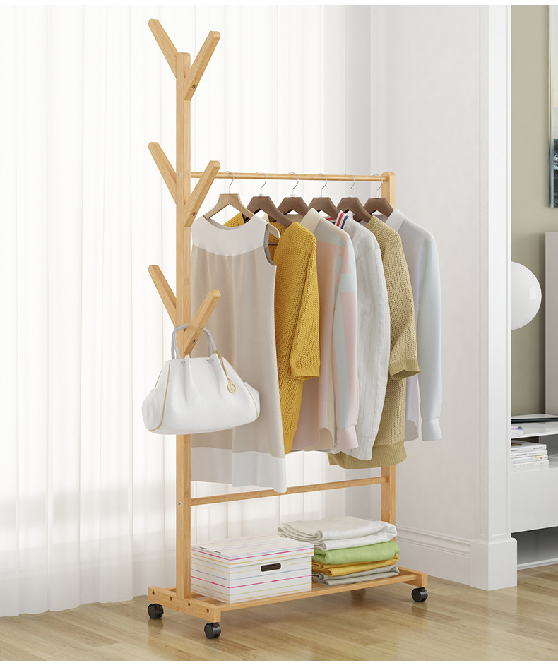 楠竹简易衣帽架 客厅挂衣架楠竹落地衣服架子 卧室移动收纳架详情17