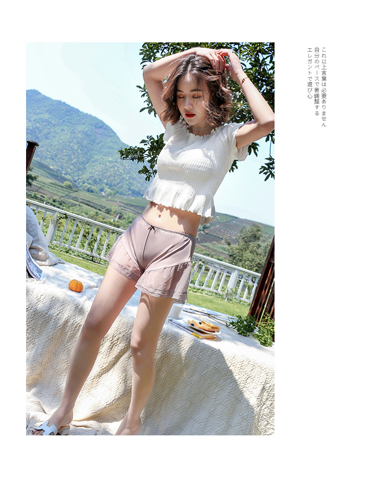 Lace safety pants with anti-glare features, a thin princess-style three-part mesh fabric base skirt for girls, which can be worn over student shorts pic 43