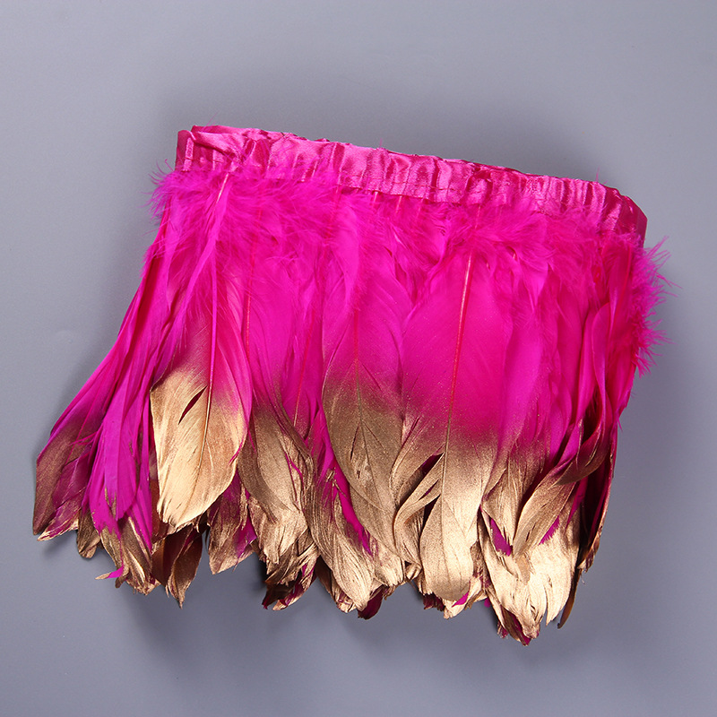 Wholesale from the manufacturer of large goose feather fabric with feather lamps, clothing accessories, DIY handicrafts, decorative colorful feather fabric edges pic 26