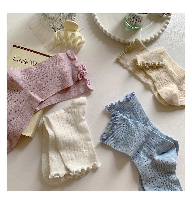 袜子女中筒袜ins潮春秋季薄款日系甜美可爱木耳边长袜夏天堆堆袜详情10