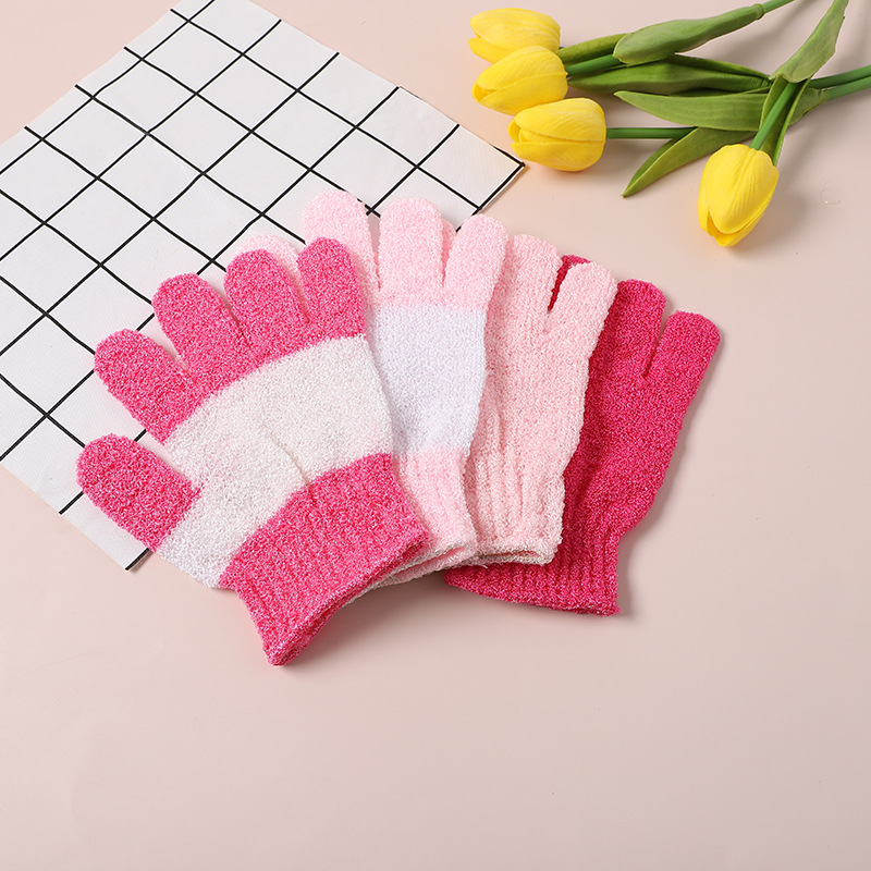 2022新款洗澡手套混色五指涤纶沐浴手套浴室大澡堂专用搓澡手套详情18