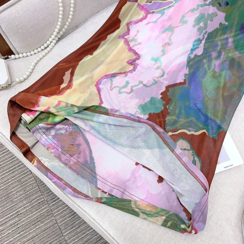 现货OfAki新中式前后两穿撞色旗袍连衣裙女印花鱼尾背心裙详情33