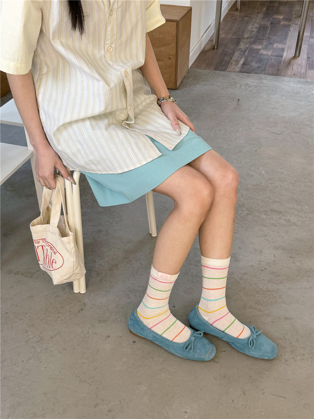 IOULOR薄款puppy狗彩色中筒袜夏季新品堆堆袜透气吸汗袜子批发女详情35