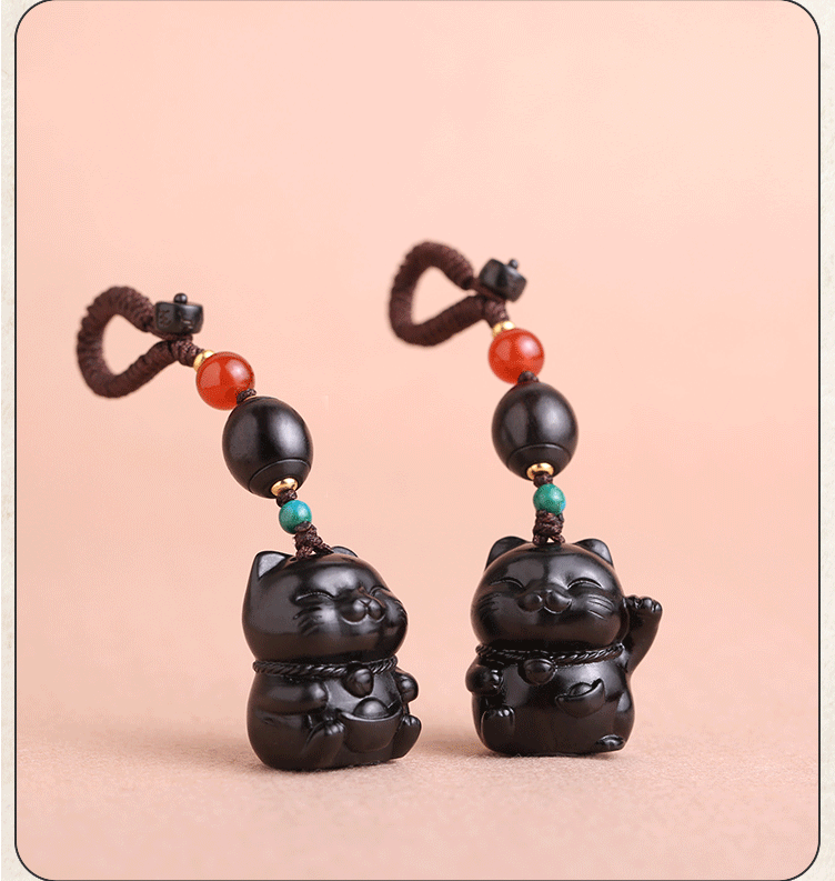 Creative, personalized and cute ebony keychain pendant, plush cat, creative small gift, car key pendant pic 13