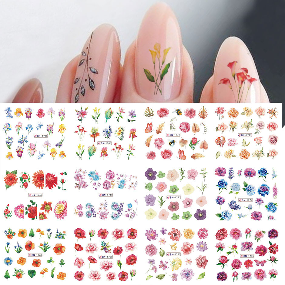 New cross-border nail stickers for ins Spring and summer: Colorful floral, fruit, butterfly, fresh watermark nail stickers pic 8